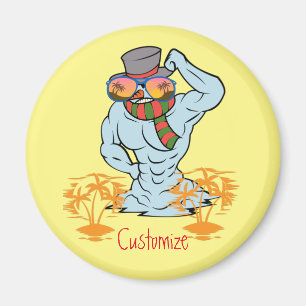 Muscular Snowman Tropical Vacation Thunder_Cove Magnet