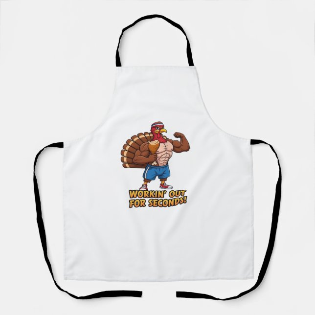 Muscular Turkey Gym Champion Funny Thanksgiving Cl Apron (Front)