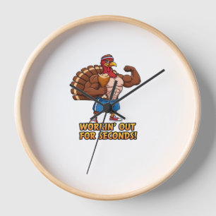 Muscular Turkey Gym Champion Funny Thanksgiving Cl Clock