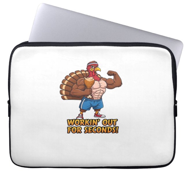 Muscular Turkey Gym Champion Funny Thanksgiving Cl Laptop Sleeve (Front)