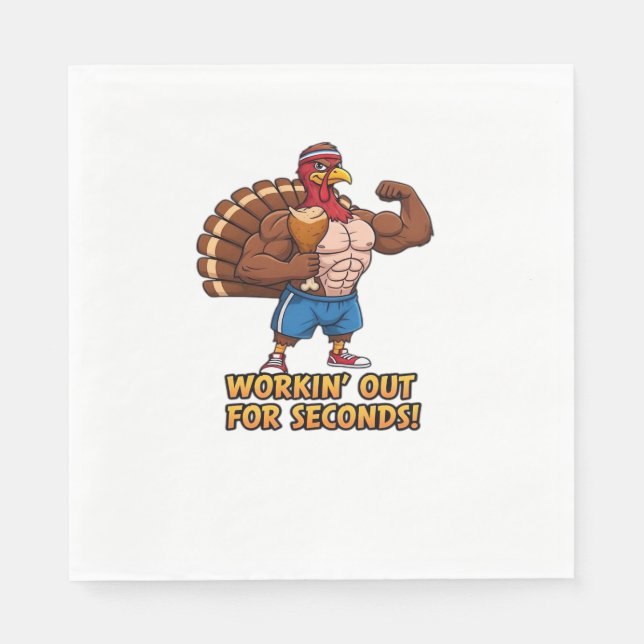 Muscular Turkey Gym Champion Funny Thanksgiving Cl Napkin (Front)