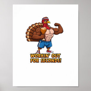 Muscular Turkey Gym Champion Funny Thanksgiving Cl Poster