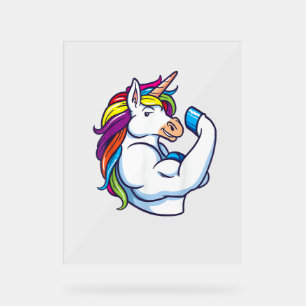 Muscular Unicorn - Funny Magical Fitness Bodybuild Acrylic Sign
