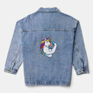 Muscular Unicorn - Funny Magical Fitness Bodybuild Denim Jacket