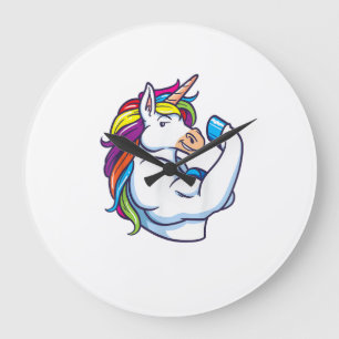Muscular Unicorn - Funny Magical Fitness Bodybuild Large Clock