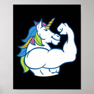 Muscular Unicorn - Funny Magical Fitness Bodybuild Poster