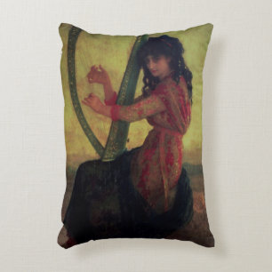 Muse Playing the Harp Decorative Cushion
