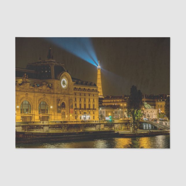 Musée d'Orsay in Paris at night Tissue Paper (Front)
