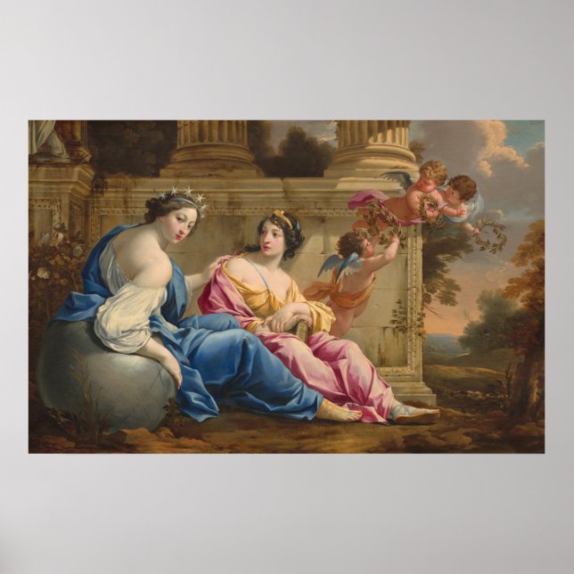 Muses Urania and Calliope - Simon Vouet Fine Art Poster (Front)