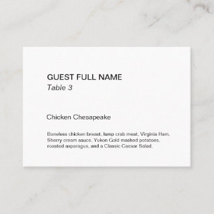 Museum Style Placard Flat Place Card