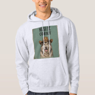 "Mush It, Cowboy" Adult Hoodie with Husky