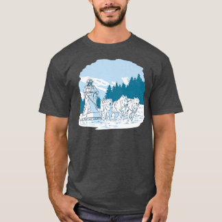 Mushing Dogs And A Sled Sport Dog Snow Winter Race T-Shirt