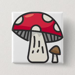 mushroom 15 cm square badge