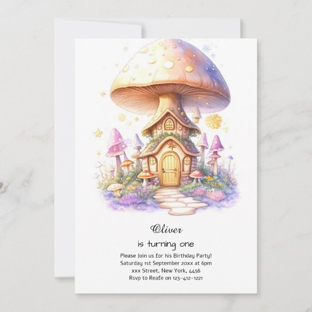 Mushroom 1st Birthday Invitation (Front)