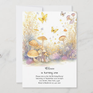Mushroom 1st Birthday Invitation