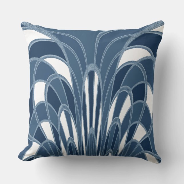 Mushroom Abstract - Art Deco - Blue Heather Cushion (Front)