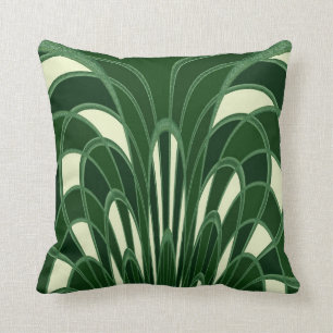 Mushroom Abstract - Art Deco - Green Cushion