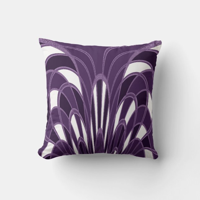 Mushroom Abstract - Art Deco - Plum Cushion (Front)