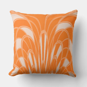 Mushroom Abstract - Art Deco - Tangerine Cushion