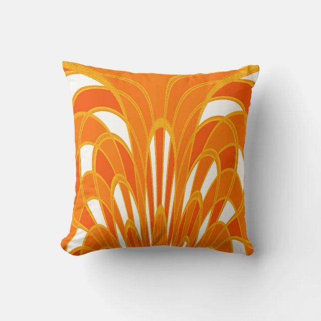 Mushroom Abstract - Art Deco - Tangerine Cushion (Front)