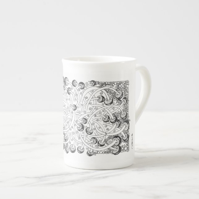 Mushroom abstract design "Roundtoits" mug (Front Right)