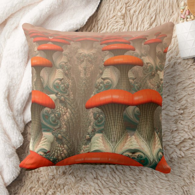 Mushroom Alien Planet  Throw Pillow (Blanket)