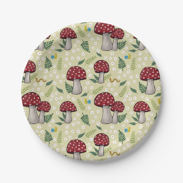 Mushroom and Critters Party Plate (Front)
