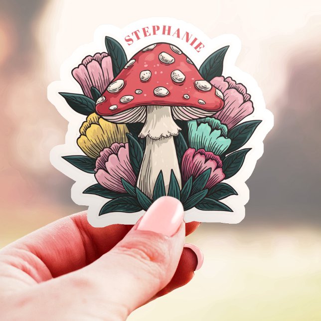 Mushroom and Flowers Custom Name Vinyl  (Creator Uploaded)