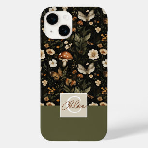 Mushroom and Flowers pattern with name Case-Mate iPhone 14 Case