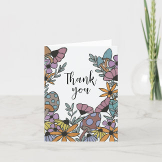 Mushroom and Flowers Thank You Card