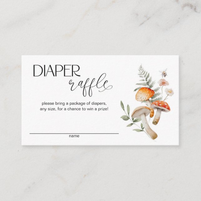 Mushroom and Strawberries Diaper Raffle Enclosure Card (Front)