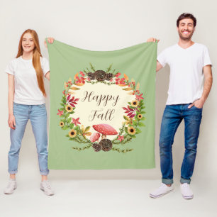 Mushroom and sunflowers with customisable text fleece blanket