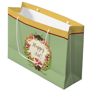 Mushroom and sunflowers with customisable text large gift bag