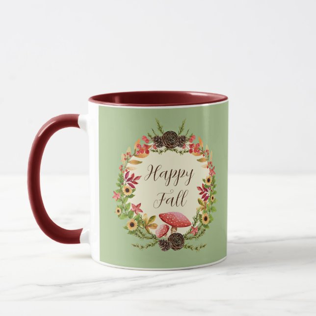 Mushroom and sunflowers with customisable text  mug (Left)