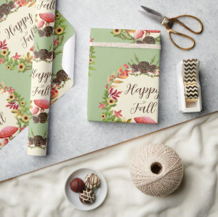 Mushroom and sunflowers with customisable text wrapping paper