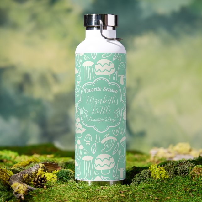 Mushroom Aqua Cream Cooler Water Bottle (Outdoor)