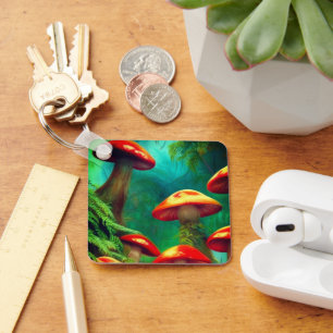 Mushroom Art Key Ring