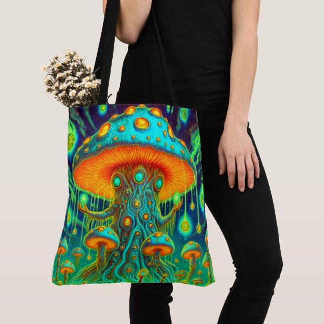 Mushroom Art Tote Bag (Close Up)