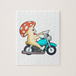 Mushroom as Biker with Motorcycle Jigsaw Puzzle