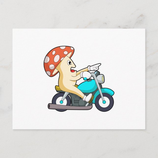 Mushroom as Biker with Motorcycle Postcard (Front)