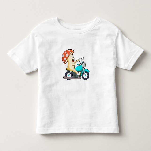 Mushroom as Biker with Motorcycle Toddler T-Shirt (Front)