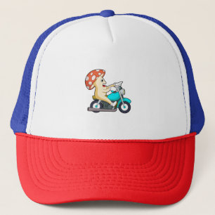 Mushroom as Biker with Motorcycle Trucker Hat