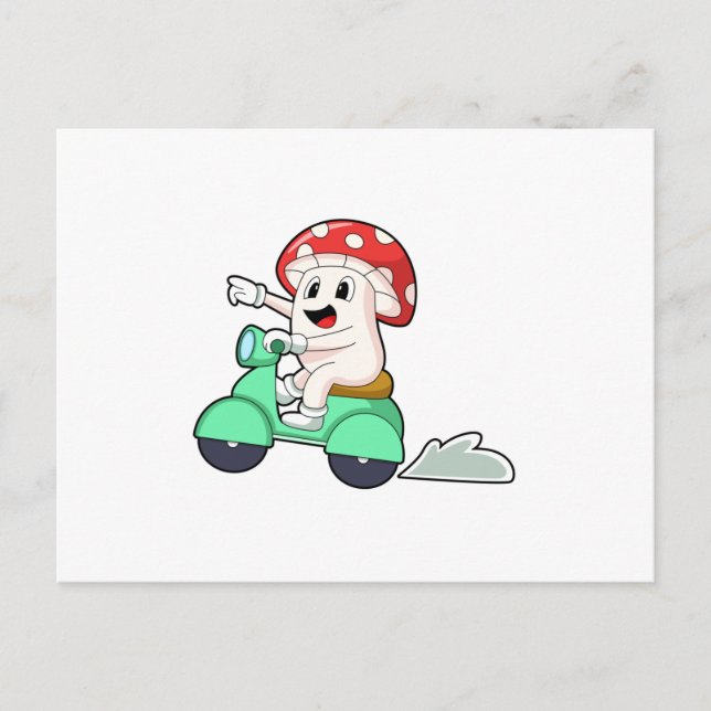 Mushroom as Biker with Scooter.PNG Postcard (Front)