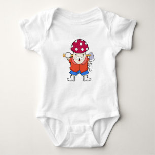 Mushroom as Farmer with Axe Baby Bodysuit