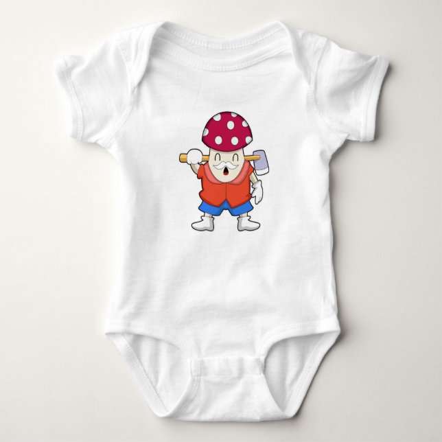 Mushroom as Farmer with Axe Baby Bodysuit (Front)
