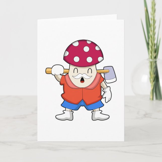 Mushroom as Farmer with Axe Card (Front)