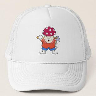 Mushroom as Farmer with Axe Trucker Hat