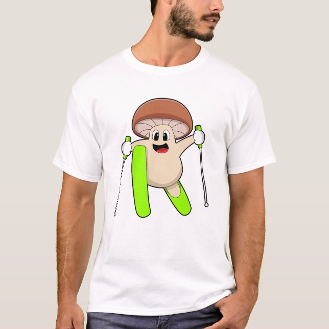 Mushroom as Skier with Ski T-Shirt (Front)