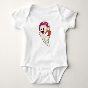 Mushroom at Basketball Sports Baby Bodysuit