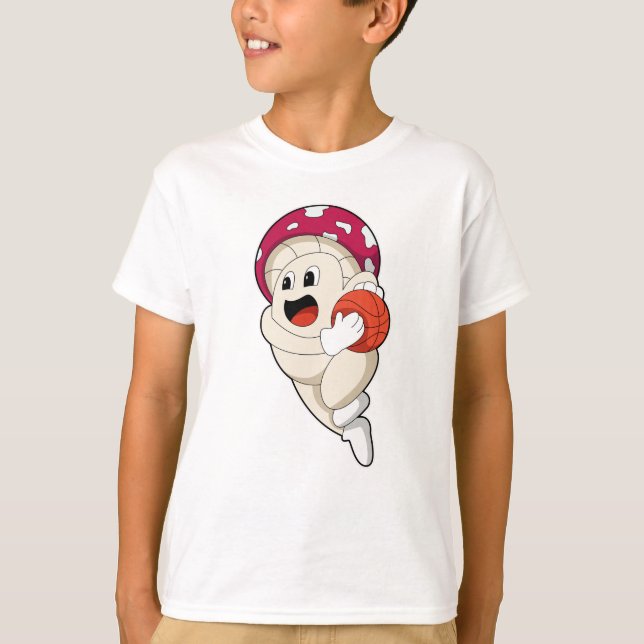 Mushroom at Basketball Sports T-Shirt (Front)
